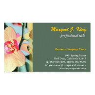 Lovely yellow orchid flower botanical  green business card template
