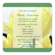 Lovely yellow tulip flowers green bridal shower personalized invites