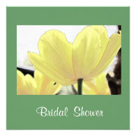 Lovely yellow tulip flowers green bridal shower custom invitations