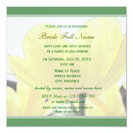 Lovely yellow tulip flowers green bridal shower custom invitations