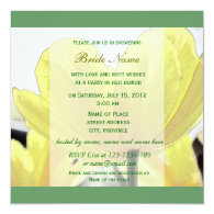 Lovely yellow tulip flowers green bridal shower personalized invitation
