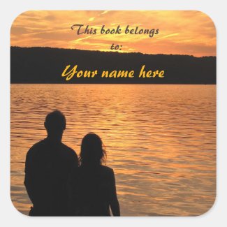 Lovers at Sunset Lake Bookplate Stickers