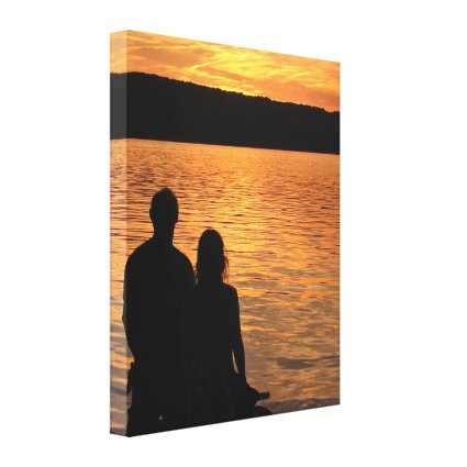 Lovers at Sunset Lake Canvas Print