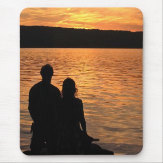 Lovers at Sunset Lake Mouse Pad