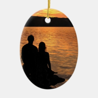 Lovers at Sunset Lake Ornament
