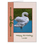 Lover's Birthday Card with Mute Swan Bird