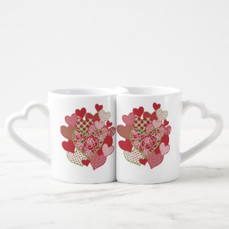 Lovers' Coffee Mug, Hearts and Roses Lovers Mug Sets