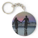Lovers Holding Hands Walking into the Beach Sunset Key Chains