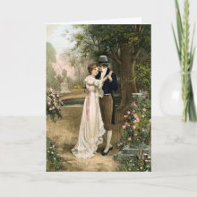 Lovers in a Rose Garden - Express your Love with this Elegant Greeting Card. Perfect for a Valentine's Day.