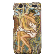 Lovers kissing each other under a blooming tree droid RAZR cover