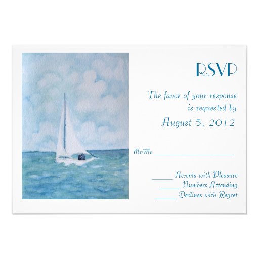 Lovers on a sailboat - RSVP Custom Announcements (front side)