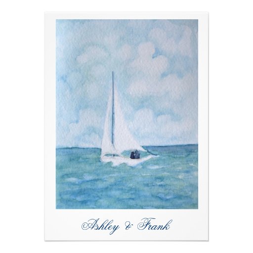 Lovers on a sailboat -  wedding invitation