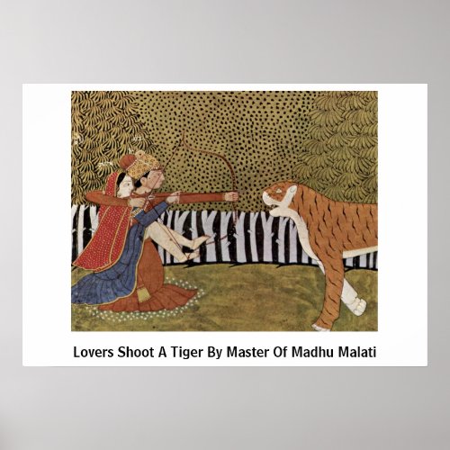 Lovers Shoot A Tiger By Master Of Madhu Malati Print