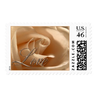 Loves And Cream Roses Wedding Postage Stamps