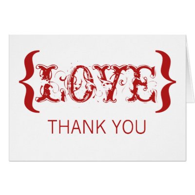 Love's Embrace Thank You Card, Red