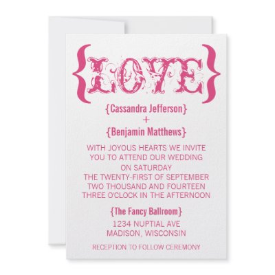 Love's Embrace Wedding Invitation, Dark Pink