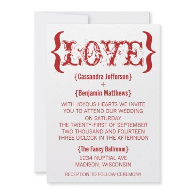 Love's Embrace Wedding Invitation, Red