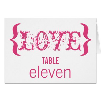 Love's Embrace Wedding Table Card, Dark Pink