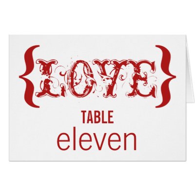 Love's Embrace Wedding Table Card, Red