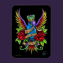 Loves Reign Rainbow Swallow Tattoo Art Magnet magnets