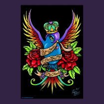 "Loves Reign" Royal Rainbow Swallow Tattoo Poster posters