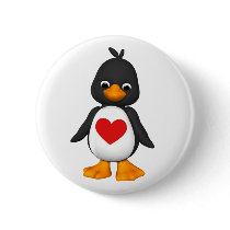 Lovey The Penguin Button