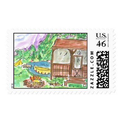 Lovie and Dodge A-Camp Postage Stamp by lovieanddodge