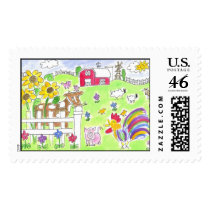 Lovie and Dodge - The Farm Postage Stamps