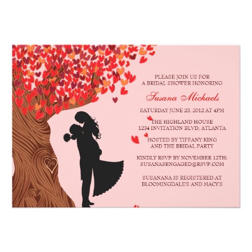 Loving Couple Initials Oak Tree Fall Bridal Shower Announcement