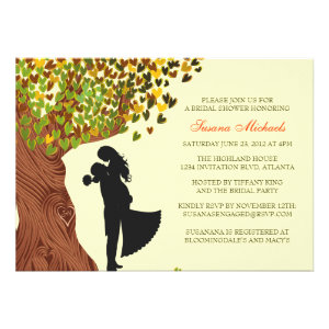 Loving Couple Initials Oak Tree Fall Bridal Shower Personalized Announcement