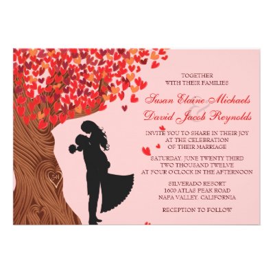 Loving Couple Initials Oak Tree Fall Wedding Invitation