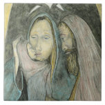 Loving Holy Family Large Ceramic Chrismas Tile Loving Holy Family Large Ceramic Chrismas Tile