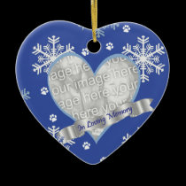 Loving Memory Snowflake Pawprint  Photo Ornament ornaments