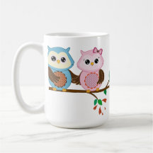 Loving Owl couple on a branch Mugs