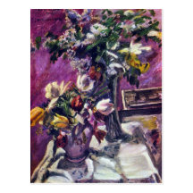 Lovis Corinth - Lilac and tulips Post Card