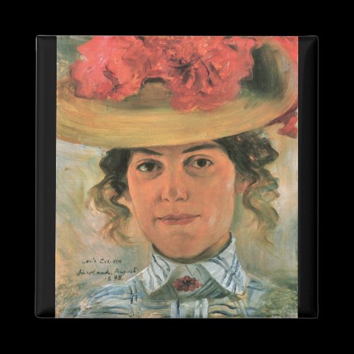 Lovis Corinth - Womens Half-portrait with straw ha Fridge Magnets