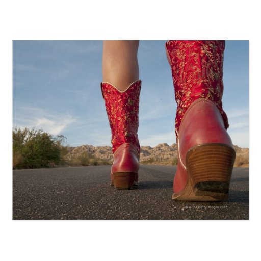 Low angle view of woman wearing cowboy boots postcard zazzle