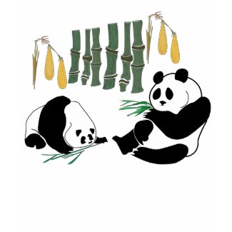 Panda Eats Bamboo In Tropical Forest