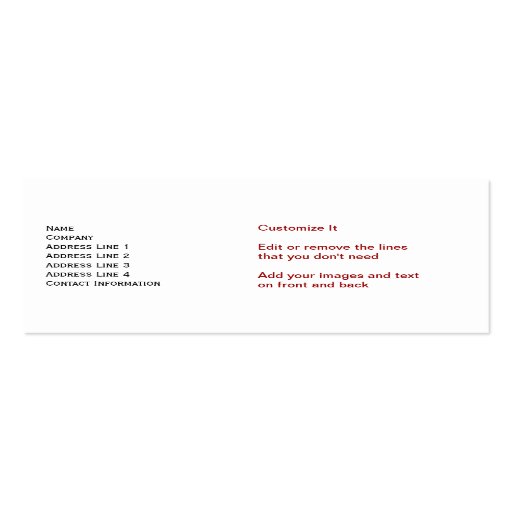 Low Cost Standard White Skinny Business Cards (front side)