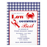 Low Country Boil Crab & Lobster Blue Gingham Invite