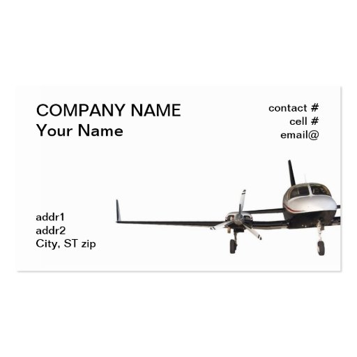 low wing twin,  light aircraft business cards (front side)