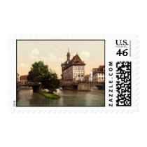 Lower bridge and city hall Bamberg Bavaria Postage