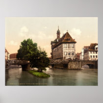 Lower bridge and city hall Bamberg Bavaria Print