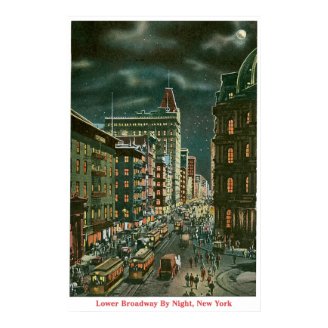 Lower Broadway by Night Posters
