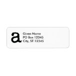 lower case a custom return address label