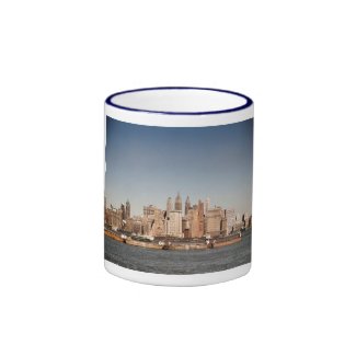 Lower Manhattan, New York City, 1950s Vintage Ringer Coffee Mug