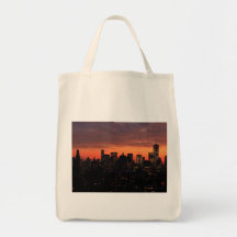 Lower Manhattan Skyline at Twilight, Pink Sky A1 Bags