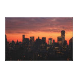 Lower Manhattan Skyline at Twilight, Pink Sky A1 Gallery Wrapped Canvas