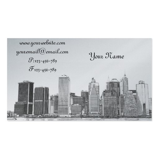 lower Manhattan Skyline, New York City Business Card Template