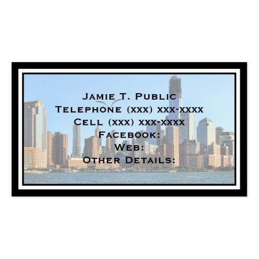 Lower Manhattan Skyline: WTC, Woolworth Business Card Templates (back side)